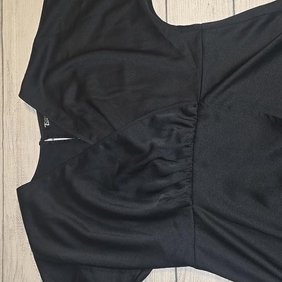 New York & Company Women's Wrap Front Satin High Low Dress Black Size M NWOT - Picture 3 of 11